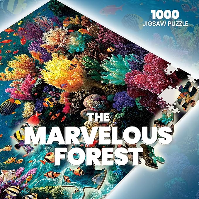 Puzzles for Adults 1000 Pieces, Ocean Sea Animal Fish Coral, Nature 1000 Piece Puzzle for Adults Seniors, Hard Jigsaw Puzzles for Adult with Letters on Back, Fun, 1:1 Poster
