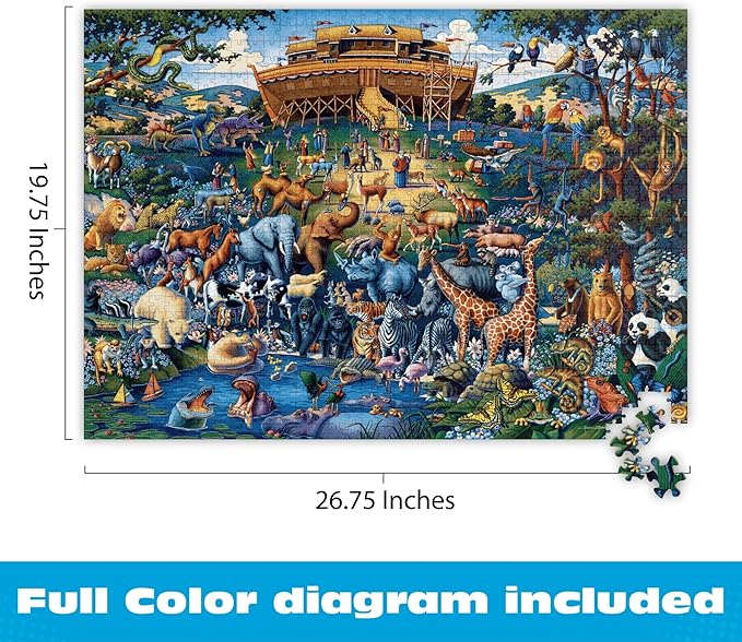 Buffalo Games - Jigsaw Puzzles 1000 Pieces - Dowdle Noah’s Ark Puzzle - Premium Giftable Foil Box with Reference Poster - Made in USA