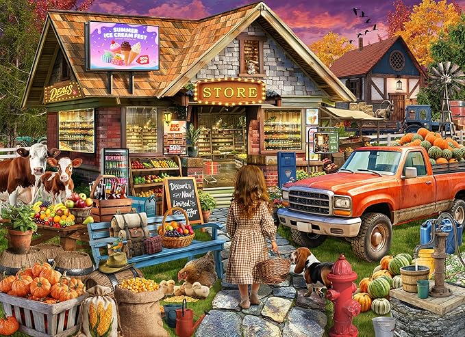 Town Store Jigsaw Puzzles for Adults 1000 Pieces, Difficult Puzzles Perfect for Game Night, Great Gift Idea, Size 26.65 x 19.25 in