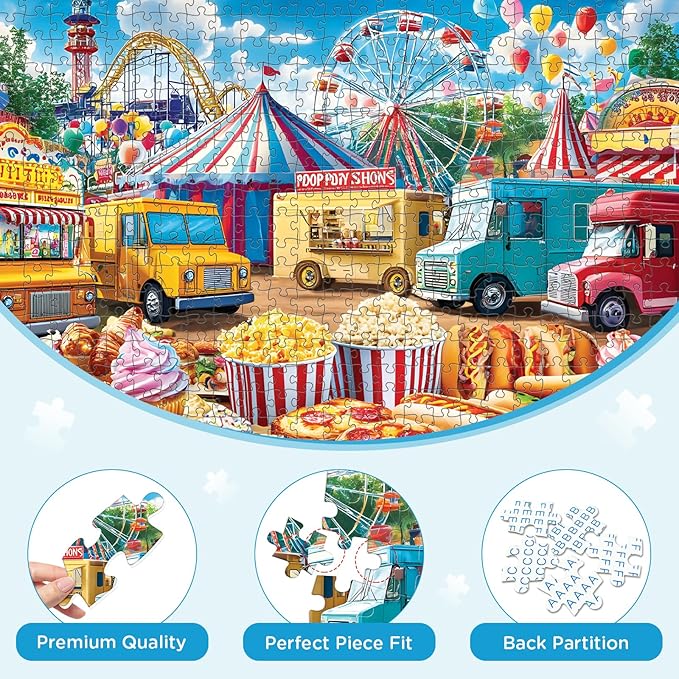 500 Pieces Puzzles for Adults, Amusement Park Jigsaw Puzzle for Adults Children Elderly, Recycled Paper Puzzle 500 Pieces, Challenging Activity Game Gift for Family Friends Men Women Seniors 21x15 in