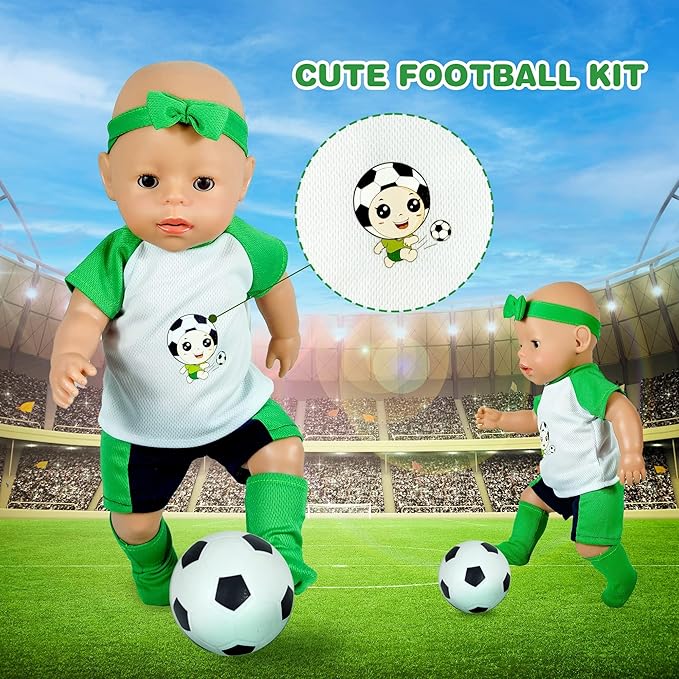 WONDOLL 12 Sets 14-16-Inch-Baby-Doll-Clothes-Outfits Dress Headbands Accessories Compatible with 43cm New Born-Baby-Doll, 15-inch-Baby-Doll（no Doll