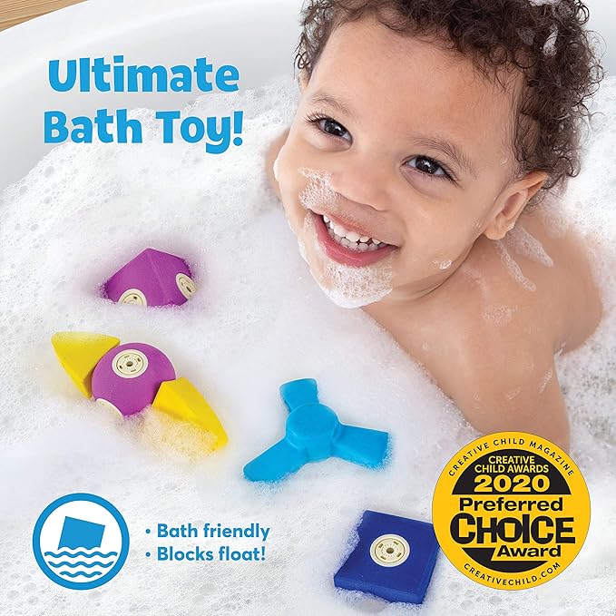 Blockaroo Magnetic Foam Building Blocks - 10-Piece Airplane, Bath Toys for Toddlers, Preschool Toys, Bathtub Toys, Sensory Toys, Blocks for Toddlers 3-5, Engineering Toys for Kids 3-5, Bath Blocks