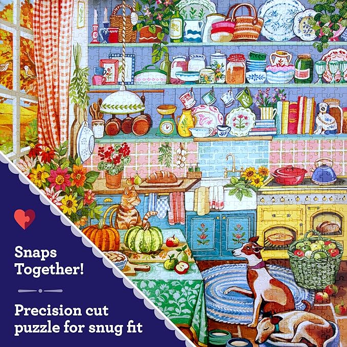 eeBoo 1000 Piece Puzzle - Harvest Kitchen Jigsaw Puzzle for Adults, Square 23" x 23" Made with Recycled Board & Vegetable-Based Ink
