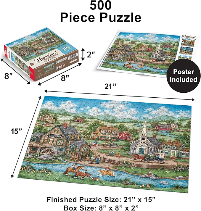 MasterPieces 500 Piece Jigsaw Puzzle for Adults - Lazy Days of Summer - Americana Folk Art - 15"x21" - Thick Recycled Board - Unisex Adult