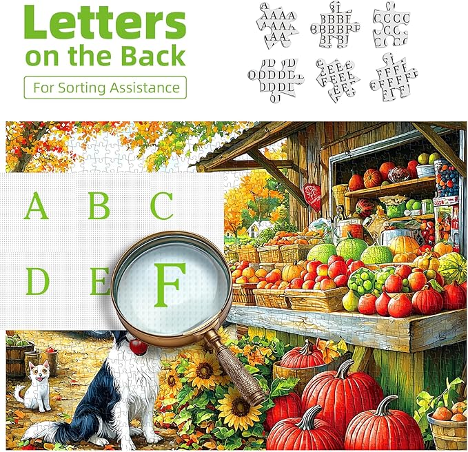 Blueforest 1000 Piece Puzzle for Adults - Autumn Farm Harvest & Pet Scene, 27.5x19.7 Inches Premium Jigsaw Puzzle for Relaxation & Home Decor