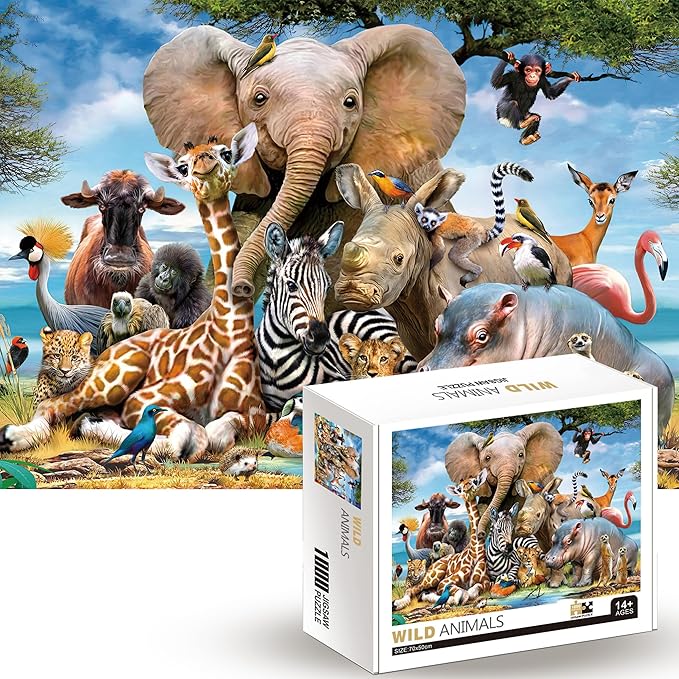 1000 Piece Jigsaw Puzzles for Adults Teens Kids - Fine Art Challenging, Wild Animals 1000Pcs Puzzle, Family Game Gift, Size 27"x20"