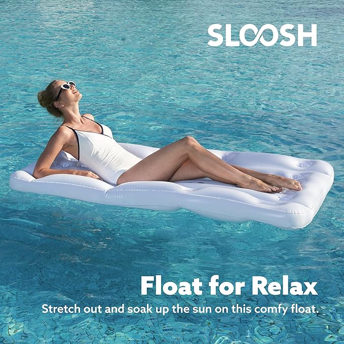 SLOOSH Pool Toys Games Set - Pong Toss Game Water Toys for Adults Kids Family Games, Inflatable Floats Lounge Raft Floating Swimming Pool Accessories 6x3 FT Table with 10 Pong Balls for Parties