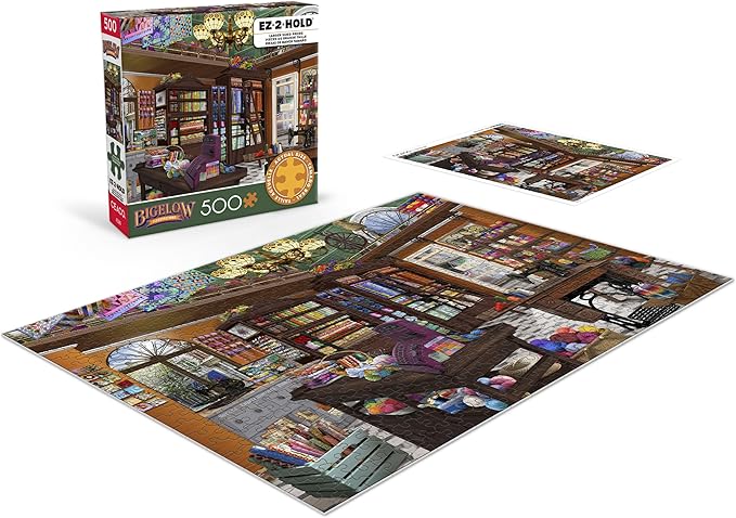 Ceaco - EZ 2 Hold - Bigelow - Spools N Bolts - 500 Piece Puzzle for Adults - Challenging and Perfect for Game Nights - Finished Puzzle Size 21.25 x 15