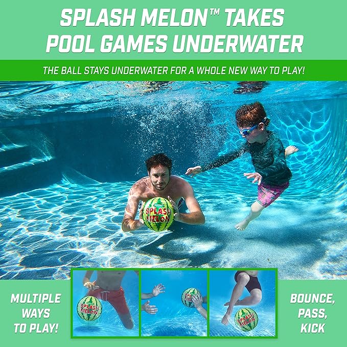 GoSports Splash Melon Pool Ball Party Toy - Includes Two 9 Inch Watermelons, Hose Fill Adapter, and 3 Needles