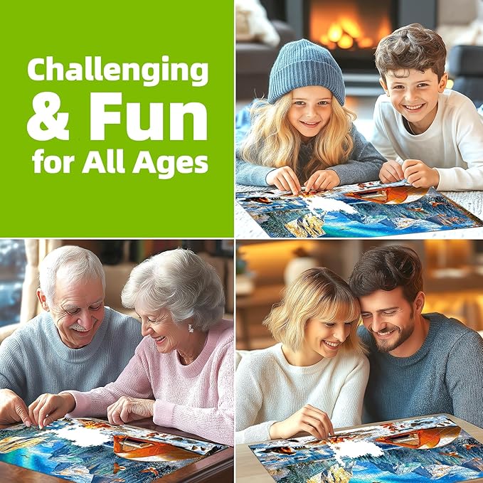 Puzzles for Adults 1000 Pieces, Northern Lights Winter Camping & Bonfire, AImpossible Hard Difficult Challenging Puzzles for Adults, Gift for Adult Jigsaw Puzzles Lovers, 27.5 x 19.7 inch