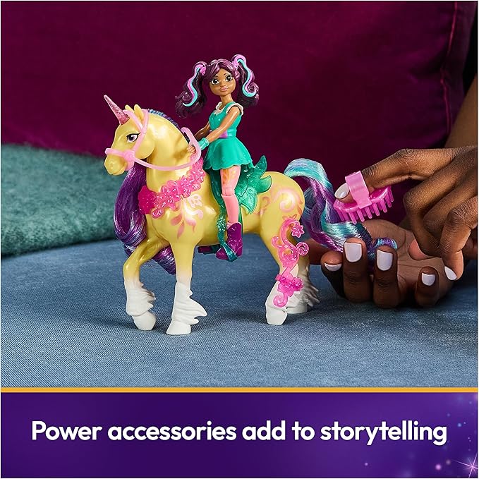 Unicorn Academy, Ava & Leaf Power of Friendship Set with Translucent Saddle & 2 Power Accessories, Dolls & Unicorn Toys for Girls Ages 4 and up
