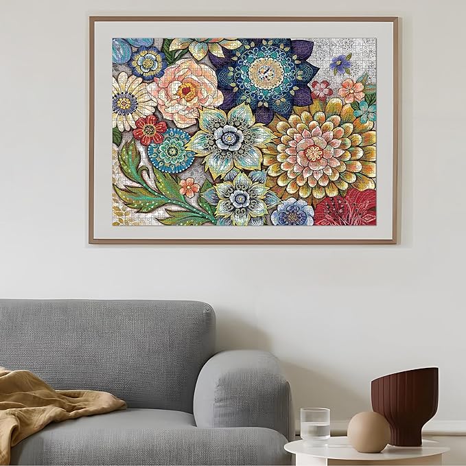 1000 Piece Jigsaw Puzzles for Adults Teens Kids - Fine Art Challenging, Mandala 1000Pcs Puzzle, Family Game Gift, Size 27"x20"