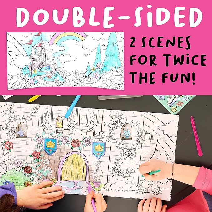 Creativity for Kids Wonder Worlds 3D Coloring Book: Fairy Tale - Unicorn and Princess Kids Coloring Art Set, Boys and Girls Gifts (Ages 5+)
