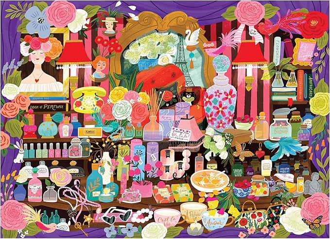 RoseArt - Seek & Find - Paris Perfume Shop - 1000 Piece Jigsaw Puzzle for Adults, Hidden Object Puzzle, Elegant Boutique Scene, Premium Puzzle with Bonus Poster