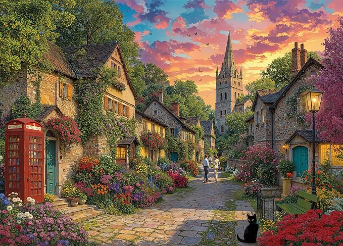 Jigsaw Puzzles for Adults 1000 Pieces - Church Lane, Village Church Puzzle for Adults, Challenging Art Jigsaw Puzzles - Little Chapel Puzzles 27.5" x 19.7" Home Decor Birthday Gifts