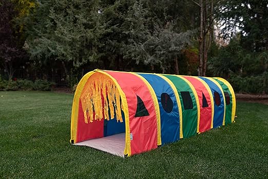 Pacific Play Tents 95200 Kids Super Sensory 9-Foot D Style Institutional Crawl Play Tunnel, 9' x 30" x 30", Multicolored