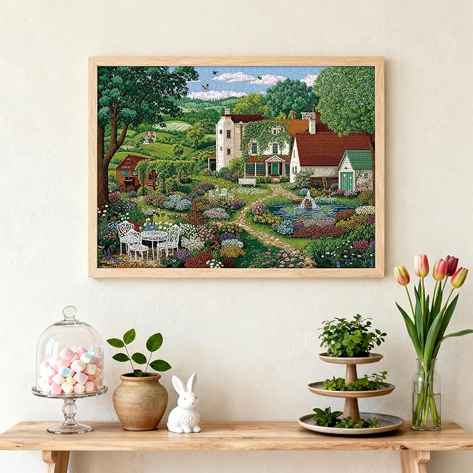 Puzzles for Adults 1000 Pieces - Spring Farm Landscape, Country Life Natures Adults Puzzles with Tree Bird, Letter on Back No Dust, Matte Finish Jigsaw Puzzles Home Decor, 27.5" x 19.7" Gifts Games
