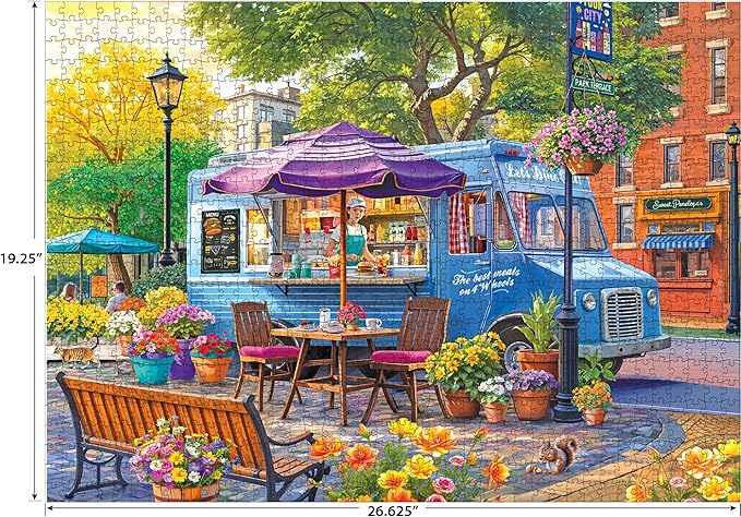 RoseArt - Kodak Premium - City Food Truck - 1000 Piece Jigsaw Puzzle for Adults, Vibrant Restaurant Scene - Made in USA