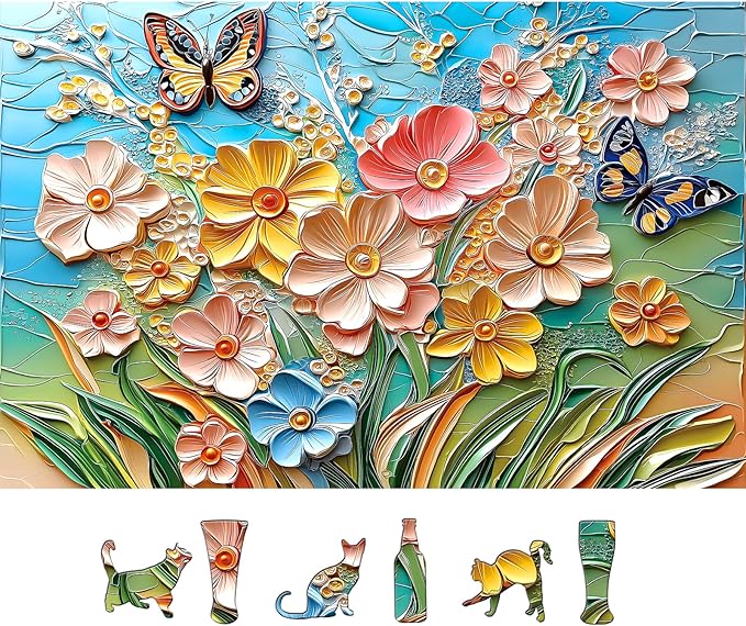 500 Pieces Puzzles for Adults,Colorful Flower Spring Butterfly Garden Jigsaw Puzzle Plant Art Decoration Nature Scene for Gifts Adults and Teens Family Challenging Game (23 x 15 Inch)