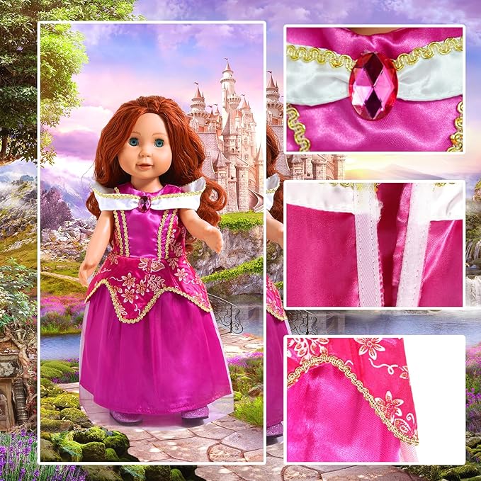 WONDOLL 18 inch Doll Clothes and Accessories, Pricess Costumes Dress, 6 Pieces, 18 inch