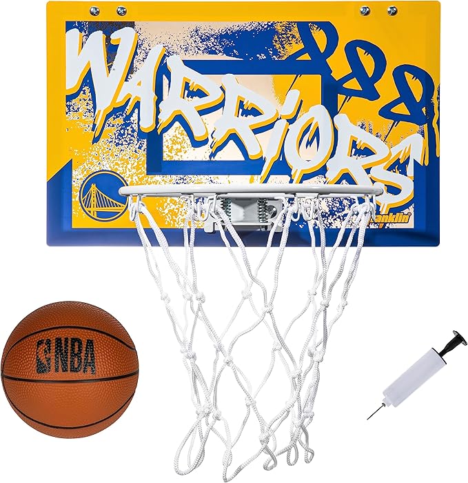 Franklin Sports NBA Team Over the Door Basketball Hoops - Kids Indoor Mini Basketball Hoop + Ball Set - NBA Fan Mini Hoops