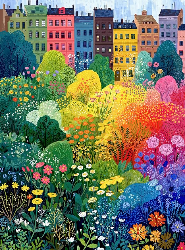 Cross & Glory – Copenhagen in Bloom – 1000 Piece Jigsaw Puzzle for Adults | Vibrant Copenhagen City Garden Puzzle | Colorful Wildflower Artwork | Premium Ribbon-Cut Puzzle with Satin Finish