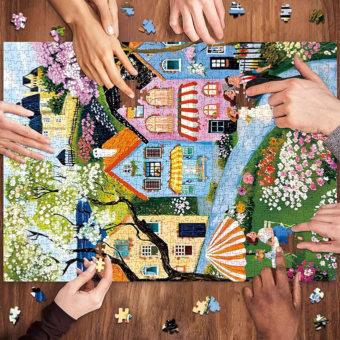 Jigsaw Puzzles for Adults 1000 Pieces, Interlock Perfectly No Dust, Impossible Difficult Hard Fun 1000 Piece Jigsaw Puzzles for Adults-1:1 Poster-Village Stroll