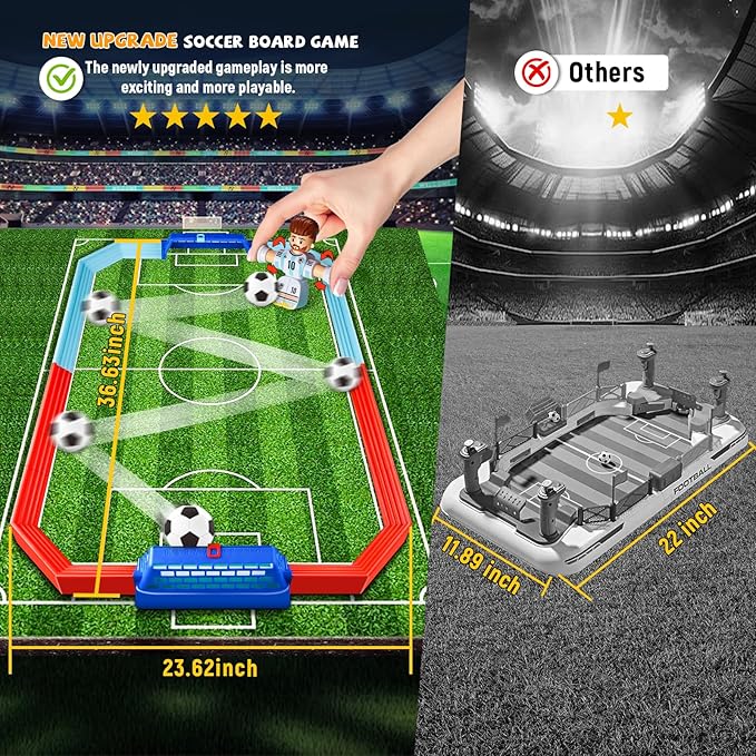 Soccer Board Game for Kids, Mini Foosball Table Toys with Figures- Interactive for 6 7 8-12 Year Old Boys Kids, Perfect Football Gifts for Indoor Home Party Playroom Family Travel
