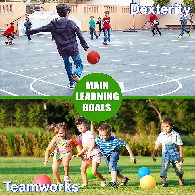 Playground Balls 8.5 Inch, Kickball Dodgeball for Kids and Adults - Bouncing Dodge Ball, Handball, Square Game for Outdoor & Indoor + Free Pump & Mesh Bag