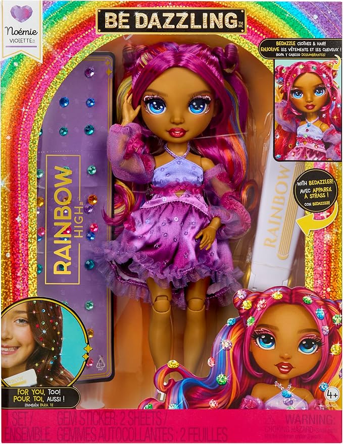 Rainbow High Be Dazzling Fashion Dolls- Noemie Violette (Purple) with Bedazzler Tool and Sparkle Gems