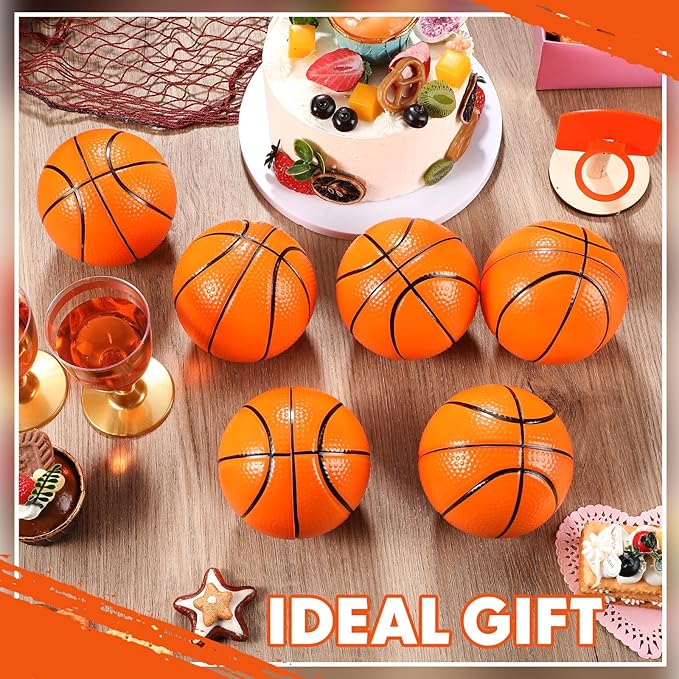 6 Pcs 4'' Mini Foam Basketballs for Kids Adults, Squeeze Stress Ball Safe Soft Replacement Beach Pool Basketball for Indoor Hoop Toddler Quiet Bouncy Sport Game (Orange)