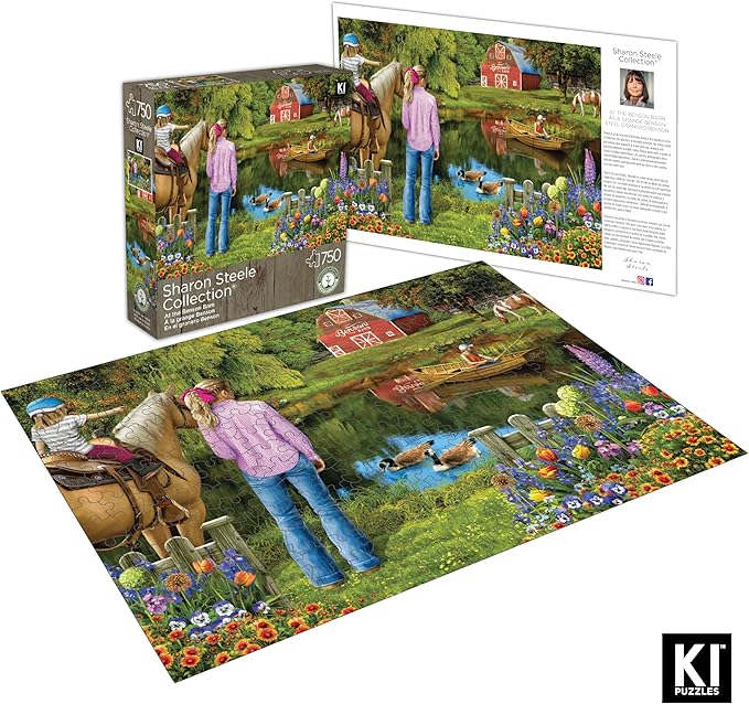 750 Pieces Jigsaw Puzzle at The Benson Farm for Adults by Sharon Steele – 27x20 Inch Whimsical Country Farm Scene – Challenging, Hard and Difficult Puzzle Gift for Puzzle Lovers