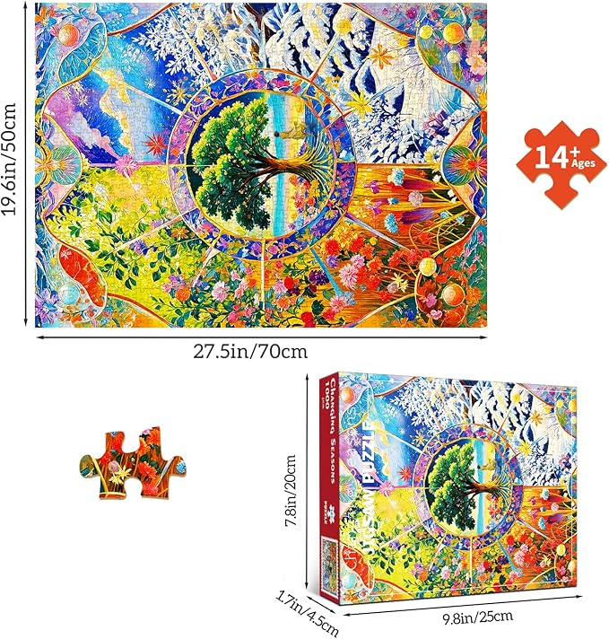 HUADADA Puzzles for Adults 1000 Pieces,Four Seasons Change Jigsaw Puzzles, 1000 Piece Puzzle for Adults ‌Family Interactive Game Gift