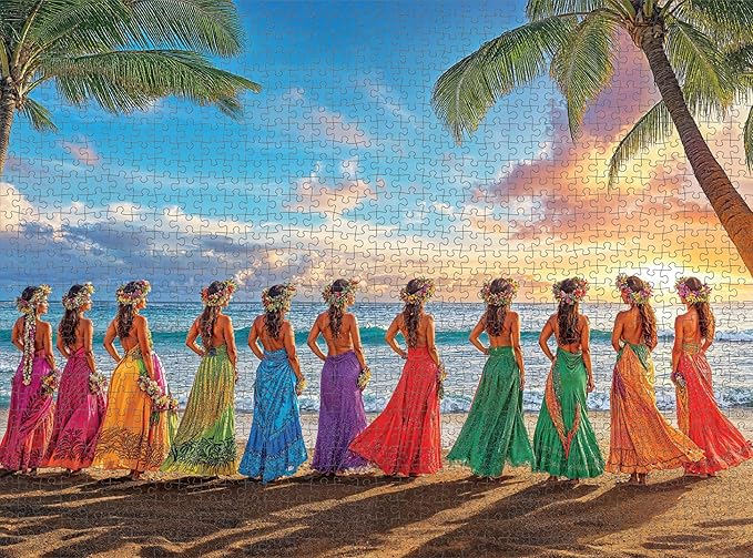 Cross & Glory - Aloha Harmony: Colors of the Pacific - 1000 Piece Jigsaw Puzzle for Adults | Best New Island Sunset Puzzle | Vibrant Polynesian Artwork | Immersive Puzzle Experience