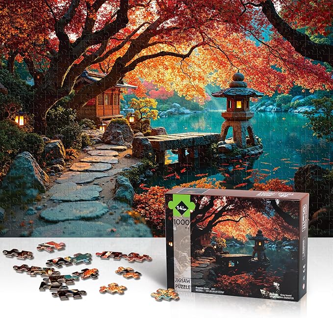 Puzzles for Adults 1000 Pieces, Japanese Fall Kyoto Landscape, Lake Nature 1000 Piece Puzzle for Adults Seniors, Jigsaw Puzzles 1000 Pieces with Letters on Back, Gifts & Decor, 1:1 Poster