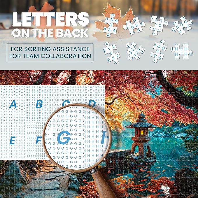 Puzzles for Adults 1000 Pieces, Japanese Fall Kyoto Landscape, Lake Nature 1000 Piece Puzzle for Adults Seniors, Jigsaw Puzzles 1000 Pieces with Letters on Back, Gifts & Decor, 1:1 Poster