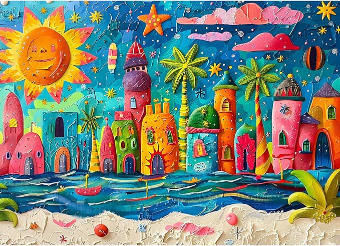 Sunny Beach Puzzles for Adults 1000 Piece, Jigsaw Puzzles for Adults, Adult Challenging Game Toys, Impossible Puzzle, Family Decoration Puzzle