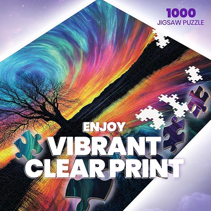 Puzzles for Adults 1000 Pieces - Tree of Life Aurora Jigsaw Puzzles - 1000 Pieces Puzzles with Letters on Back - Hard Challenging 1000 Piece Puzzle for Gift - 27.6x20.5 inch, 1:1 Poster