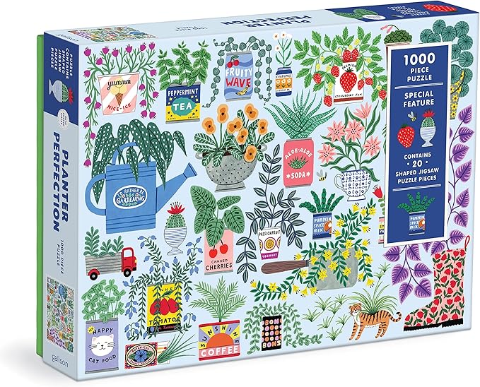 Planter Perfection 1000 Piece Puzzle with Shaped Pieces from Galison - 27” x 20” Puzzle with 20 Uniquely Shaped Pieces, Colorful Artwork, Thick & Sturdy Pieces, Challenging & Fun Activity for Adults