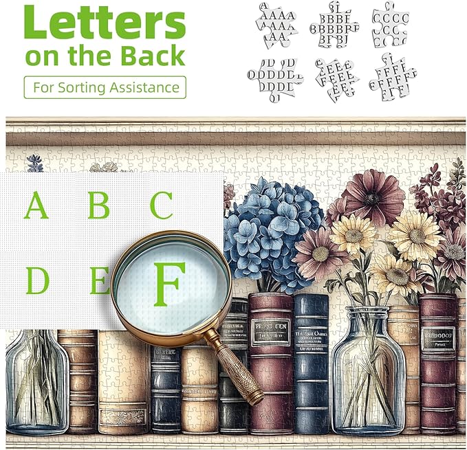 500 Piece Puzzles for Adults, Wildflower Vintage Book Collection and Flowers Jigsaw Puzzle for Adults, Family, Decoration, Party Game, Finished Size 23" x 15"