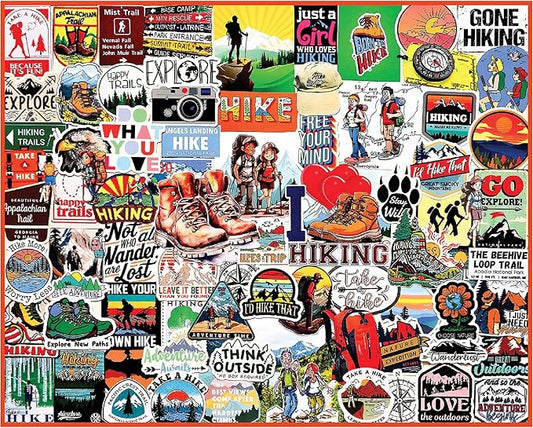 White Mountain 1000 Piece Jigsaw Puzzle Outdoor Nature Collage Puzzles with Large Pieces for Adults and Family 24" x 30" - I Love Hiking