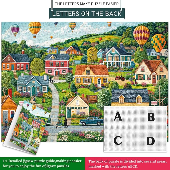 Jigsaw Puzzles for Adults 1000 Pieces, Interlock Perfectly No Dust, Impossible Difficult Hard Fun 1000 Piece Jigsaw Puzzles for Adults-1:1 Poster-Happy Town