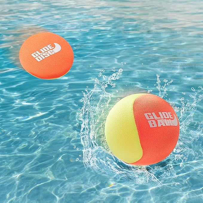 SYNCFUN 4 Pcs Skip Water Balls,Splash Water Bouncing Balls with Mesh Bag, Beach Toys for Kids, Pool Toys for Friends and Family, Fly Swimming Game Adults, Boys,Teens, Great for All Ages
