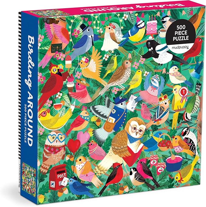 Mudpuppy Birding Around – 500 Piece Family Jigsaw Puzzle with Colorful and Fun Illustrations of Happy Birds for Children Ages 8 and Up