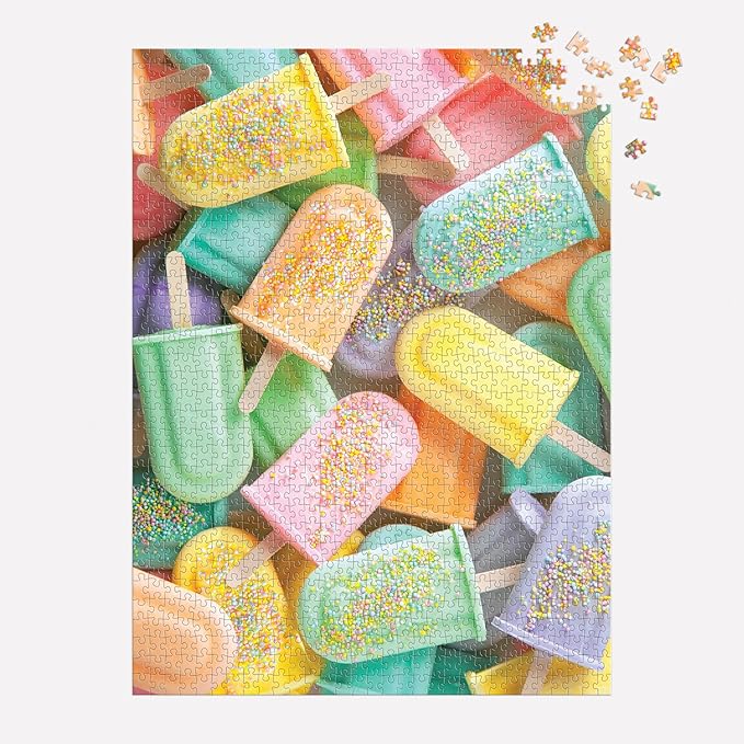 Galison ICY Treats – Julie Seabrook Ream 1000 Piece Puzzle Featuring A Pastel Collage of Frozen Treats Perfect for Summer