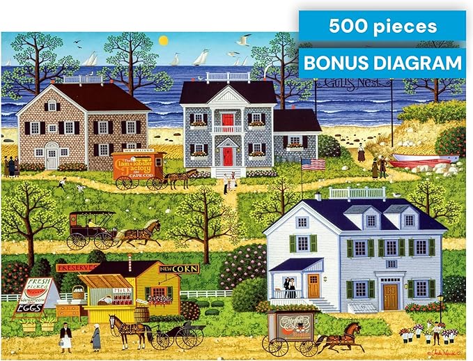 Buffalo Games - Charles Wysocki Gulls Nest 500 Piece Jigsaw Puzzle for Adults - Challenging Puzzle Perfect for Game Nights - Colorful Puzzles – Precision-Cut Pieces, Beautiful Artwork
