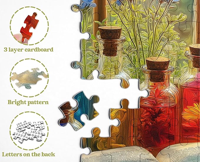 Flower Puzzles for Adults 1000 Pieces, Colorful Bottles Wildflower Puzzle, Beautiful Plant Floral Art Theme for Wall Decor