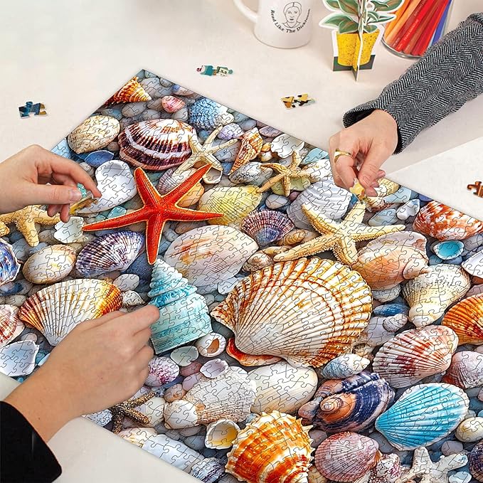 Bimkole Seashell Puzzles for Adults 1000 Pieces, Starfish Paper Jigsaw Puzzle 1000 Pieces - Fun and Challenging Family Decoration Puzzle Great Gift Idea, Finished Size is 31.5 x 16.14 in