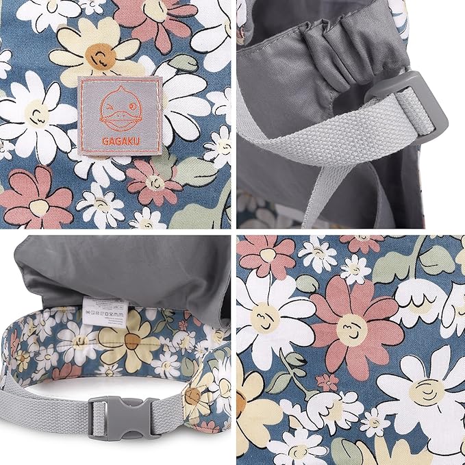 GAGAKU Baby Doll Carrier - Kids Toy with Adjustable Straps for Stuffed Animal Dolls - Gray - Smiling Daisies