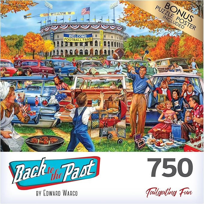 RoseArt - Back to The Past - Tailgating Fun - 750 Piece Jigsaw Puzzle for Adults